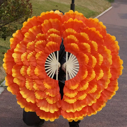 Leque Retrô Dobrável Peônia Flor Fã de seda dança, fã dança nacional, ventilador dobrável