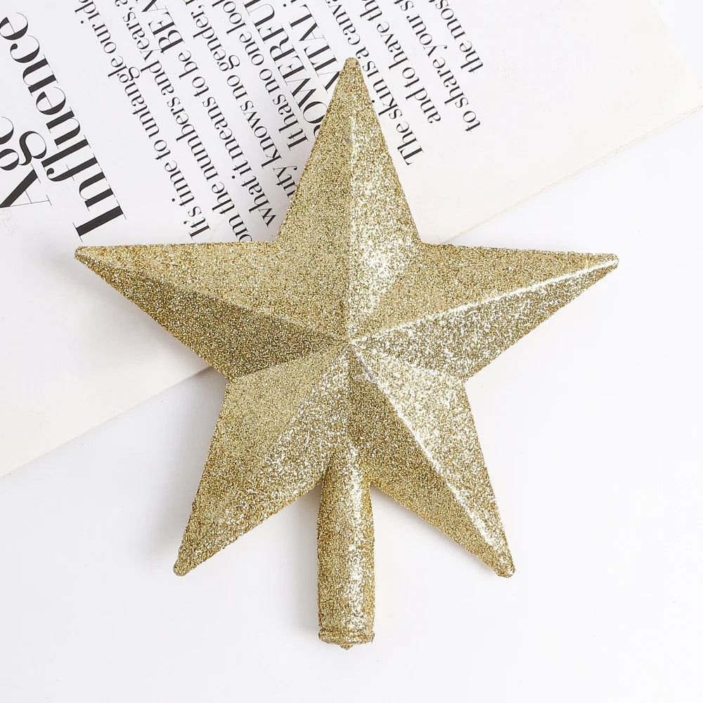 Estrela de Natal com Glitter Topo de árvore de estrela com glitter, 15cm, decoração Natal
