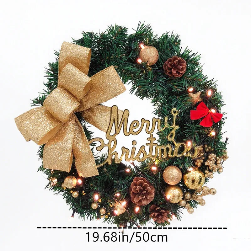 Guirlanda de Natal, guirlanda de Natal festão com laços, guirlanda de porta para paredes