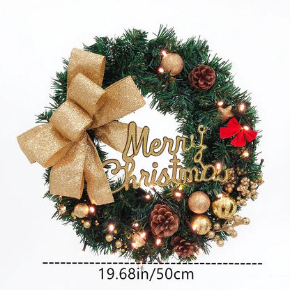 Guirlanda de Natal, guirlanda de Natal festão com laços, guirlanda de porta para paredes