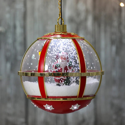 Globo de Neve Suspenso Musical com LED Também Conhecido como Bola de Natal Gigante com Papai Noel