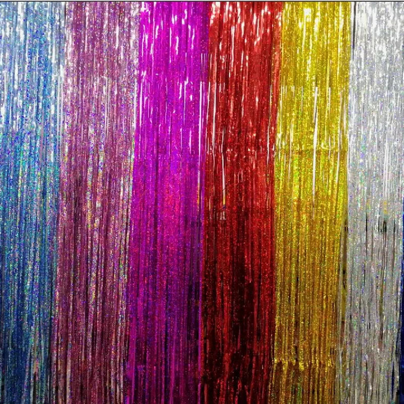 Kit 1 Cortinas Metalizadas Para Festas Fitas Franja Aniversario (Dourado)