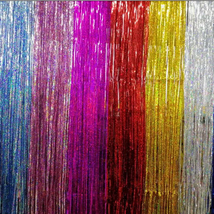 Kit 1 Cortinas Metalizadas Para Festas Fitas Franja Aniversario (Dourado)