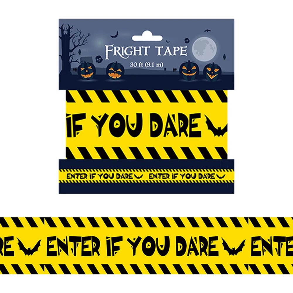 Pacote com 1 fita de advertência de Halloween, decoração de Halloween, fita de perigo
