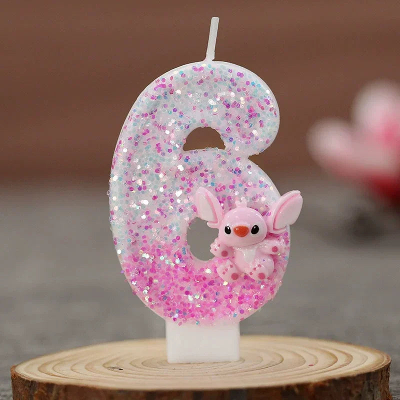 Vela Aniversário Stitch Em Biscuit Dois Digitos 1 A 9 Anos