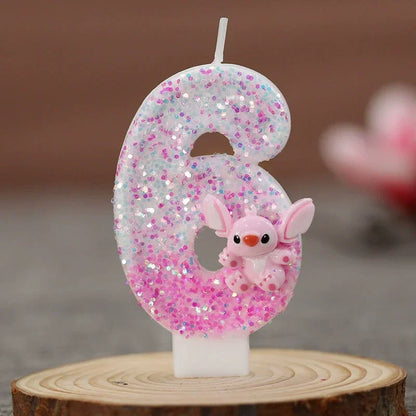 Vela Aniversário Stitch Em Biscuit Dois Digitos 1 A 9 Anos