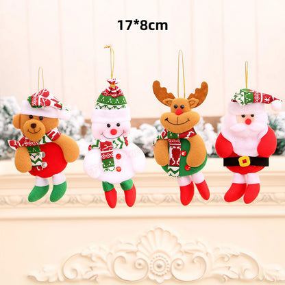 Kits Enfeites Natal Pelúcia Papai Noel e Neve Rena e Urso com Roupinha Verde e Vermelho