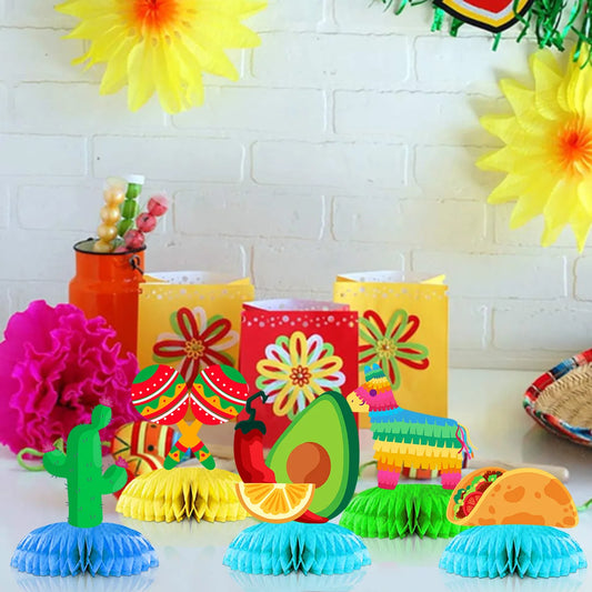 9 Peças de centro de mesa de favo de mel Cinco De Festa de Maio para decoração festa