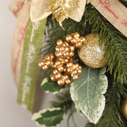 Guirlandas Coroa de Natal Guirlandas Coroa dourada com formato de sino e folhas pinheiro