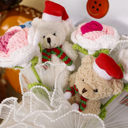 Urso De Pelúcia de Natal com Chapéu Vermelho Natal de Pelúcia Pingente de Urso Natalino