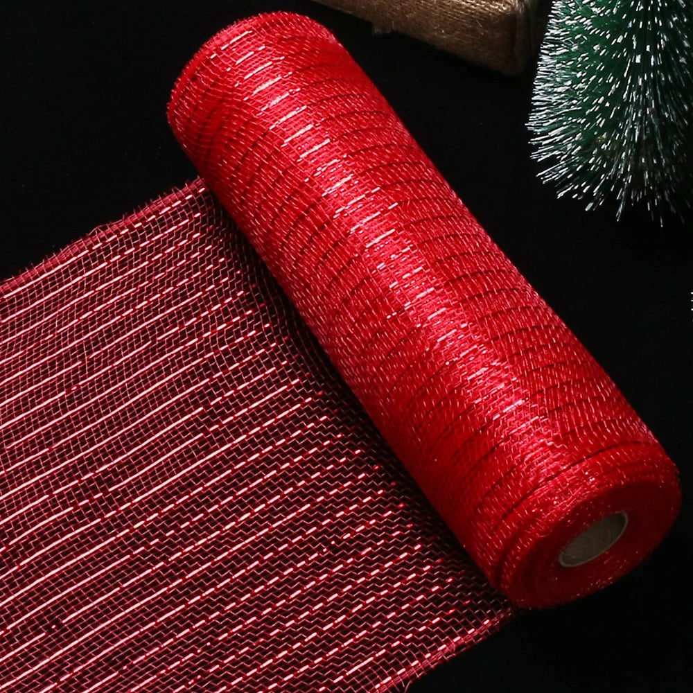 Fita de Malha de Natal Rolo de Tule com Glitter para Árvore e Guirlanda