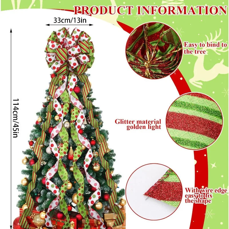 Laço Grande de Topo Árvore de Natal Aproximadas de 114cm*33cm*45"*13"