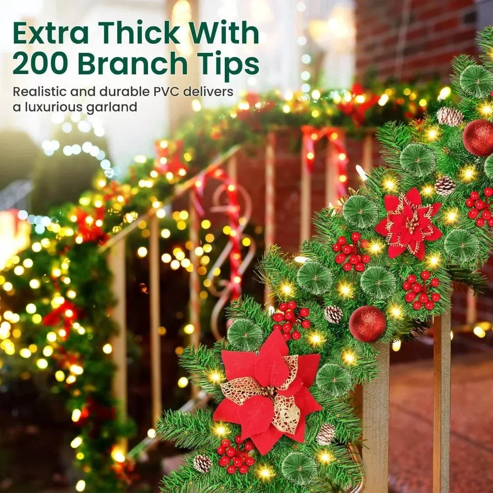 Guirlanda de Natal Comprimento 1 x 2,7 m LED Rattan Guirlanda de Natal para Mesa