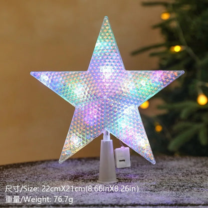 Estrela Ponteira para Árvore de Natal Colorida LED, 15 cm, Pisca-Pisca