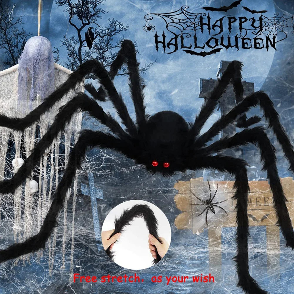 Aranhas Grandes Iluminadas de Halloween Adereços de Aranha Peluda Realista Halloween
