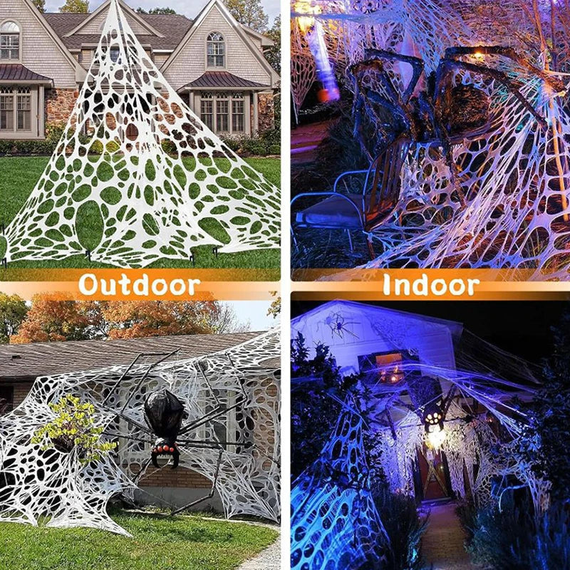 Decorações de teia de aranha para o dia das bruxas ao ar livre – Decoração de teia aranha