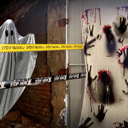 Pacote com 1 fita de advertência de Halloween, decoração de Halloween, fita de perigo