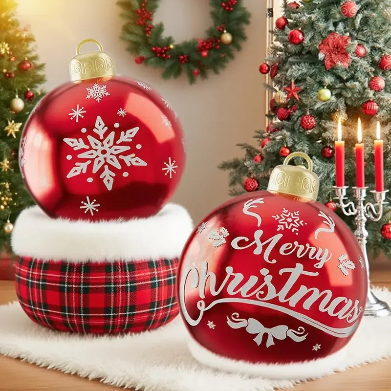 Bola de espelho natal 2 bolas de Natal infláveis 60 cm (24 polegadas), bolas Natal infláveis