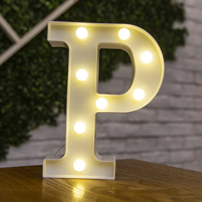 Letras de LED para letreiros, 26 letras iluminadas do alfabeto, luzes LED alimentadas