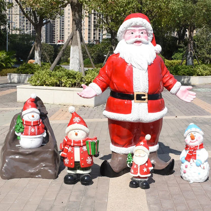 Estátua de Papai Noel em Fibra de Vidro, Boneco de Neve Decorativo Grande para Shopping