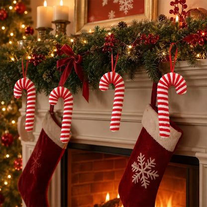 Enfeites de Natal em Forma de Bastão de Açúcar Vermelho 10 peças Sortidas 18cm Grande