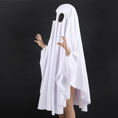 Capa Fantasia Cosplay Crianças Fantasma De Halloween branco