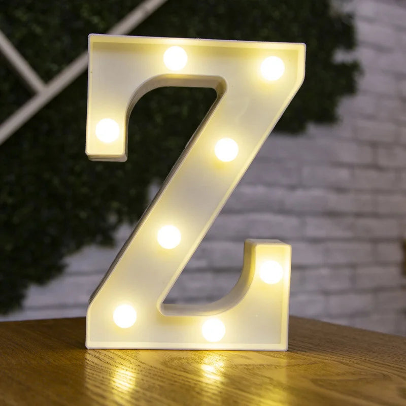 Letras de LED para letreiros, 26 letras iluminadas do alfabeto, luzes LED alimentadas