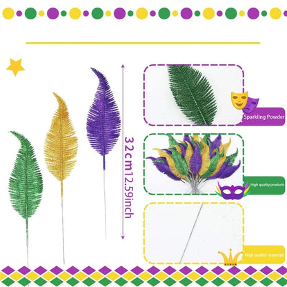Pena carnavalesca colorida de para o Carnaval, 32cm*12.59 Pol., 30 Penas , Decoração