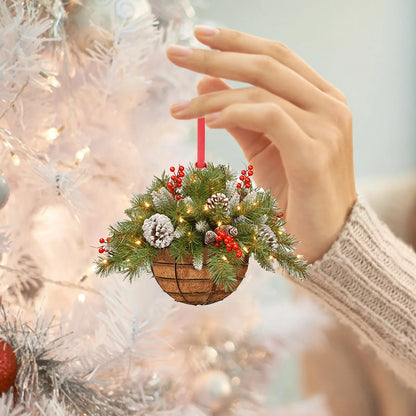 Cesta de enfeites de pendurar para árvore de Natal, decoração de pingente