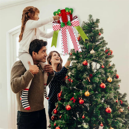 Ponteira Natal Premium Ponteira Decorativa Árvore de Natal, Enfeite Árvore Natalina Chapéu Vermelho Bengalas