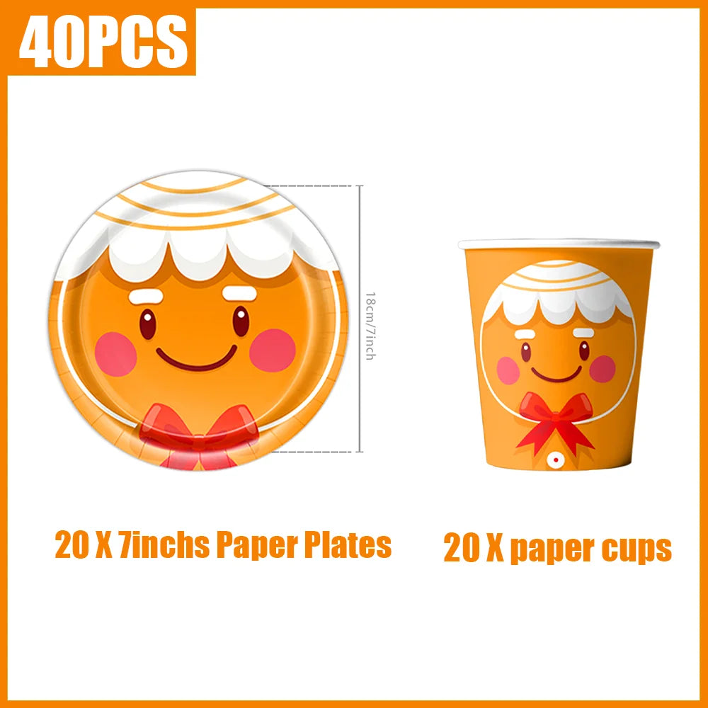 kits Enfeites Natal 40 Pratos Descartáveis Natal 23cm 40 peças 9 Polegadas Conjunto de Pratos Descartáveis
