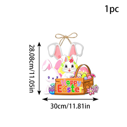 Plaquinha de Coelho Páscoa Decoração de Páscoa para Porta Interna, Design de Coelho