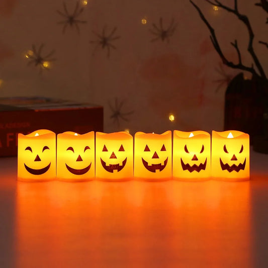 Velas Halloween 6 Peças de velas de chá de abóbora de Halloween, velas de Halloween