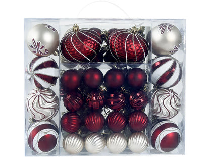 Bola de Natal 48 Peças de Enfeites de Bolas de Natal Criativos Vermelho Estilo Retrô