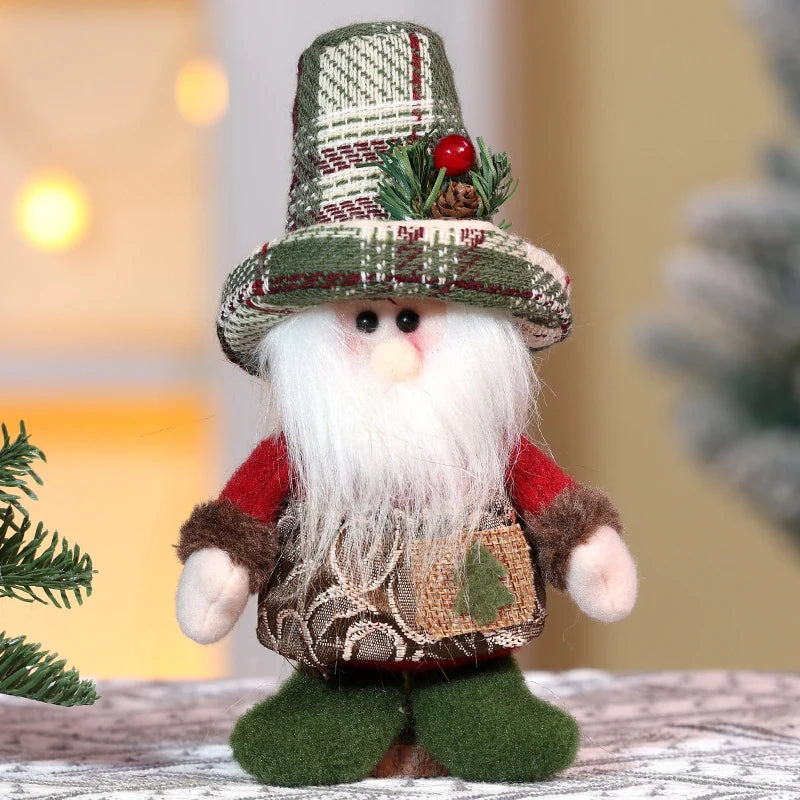 Boneco Conjunto de 1/2 Bonecos de Pelúcia Vintage do Papai Noel e do Boneco de Neve