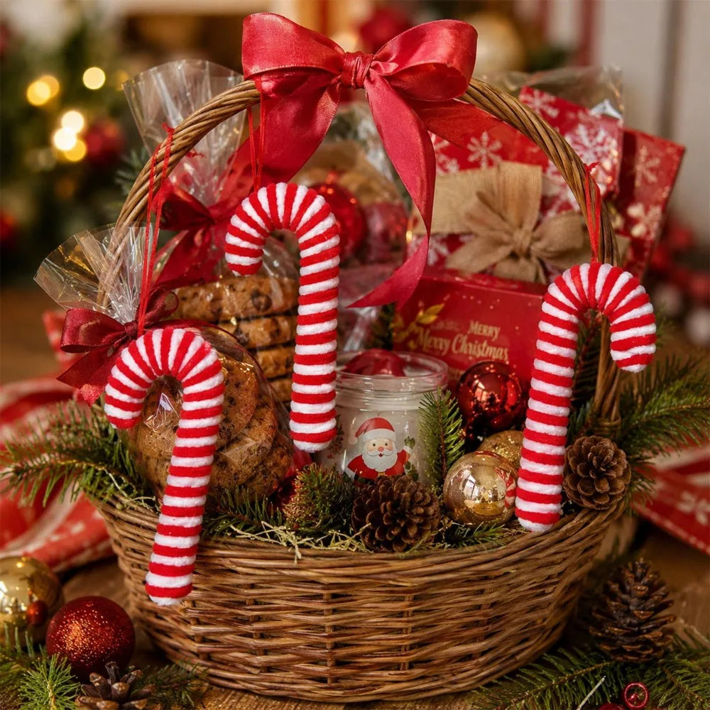 Enfeites de Natal em Forma de Bastão de Açúcar Vermelho 10 peças Sortidas 18cm Grande