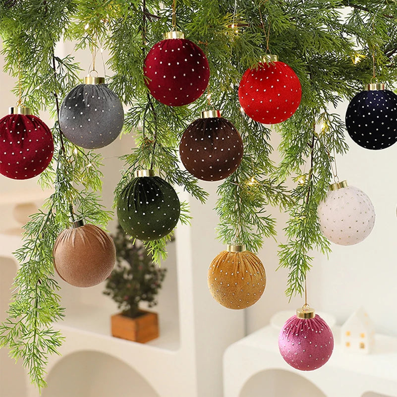 Bola de Natal de veludo bolas de enfeites de Natal de veludo de 8 cm para o Natal, 12 peças