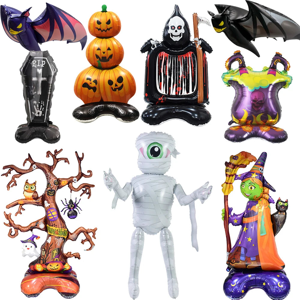 Balões grandes de Halloween Balões de esqueleto em pé Balão assustador base Balão