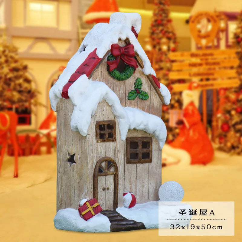Kit Estátua de Papai Noel e Boneco de Neve em Fibra de Vidro e Decoração Natal Shopping