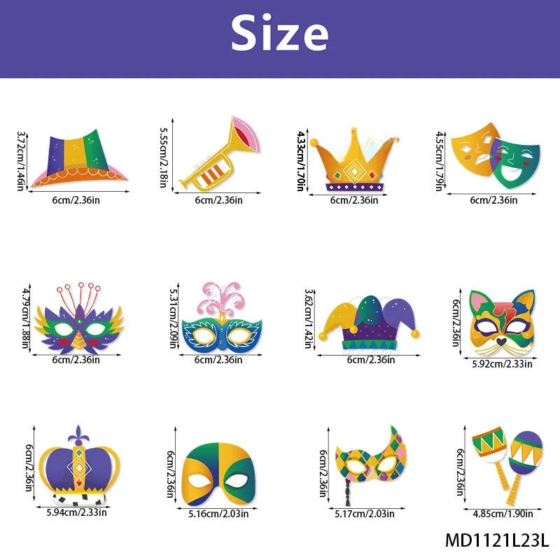 Kit Carnaval com 30 peças de adereços para cabine de fotos do Carnaval de Nova Festa