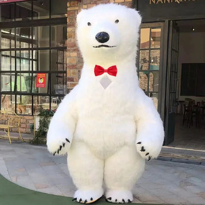 Fantasia Urso Polar Inflável Natal Mascote Traje kit Completo Mascote para Natal