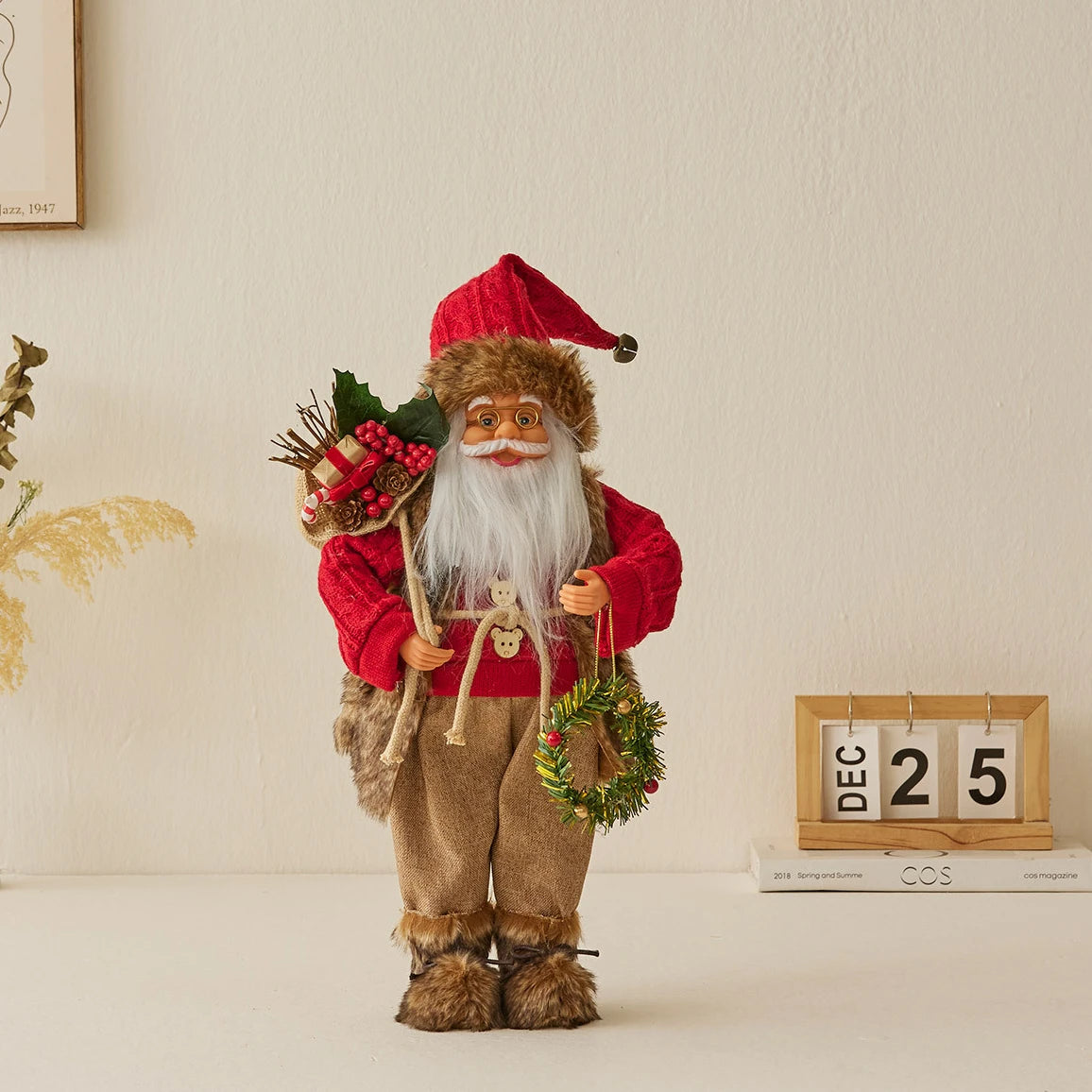 Boneco de Papai Noel - Decoração mesa Natal, estatuetas de Papai Noel, em pé, Papai Noel