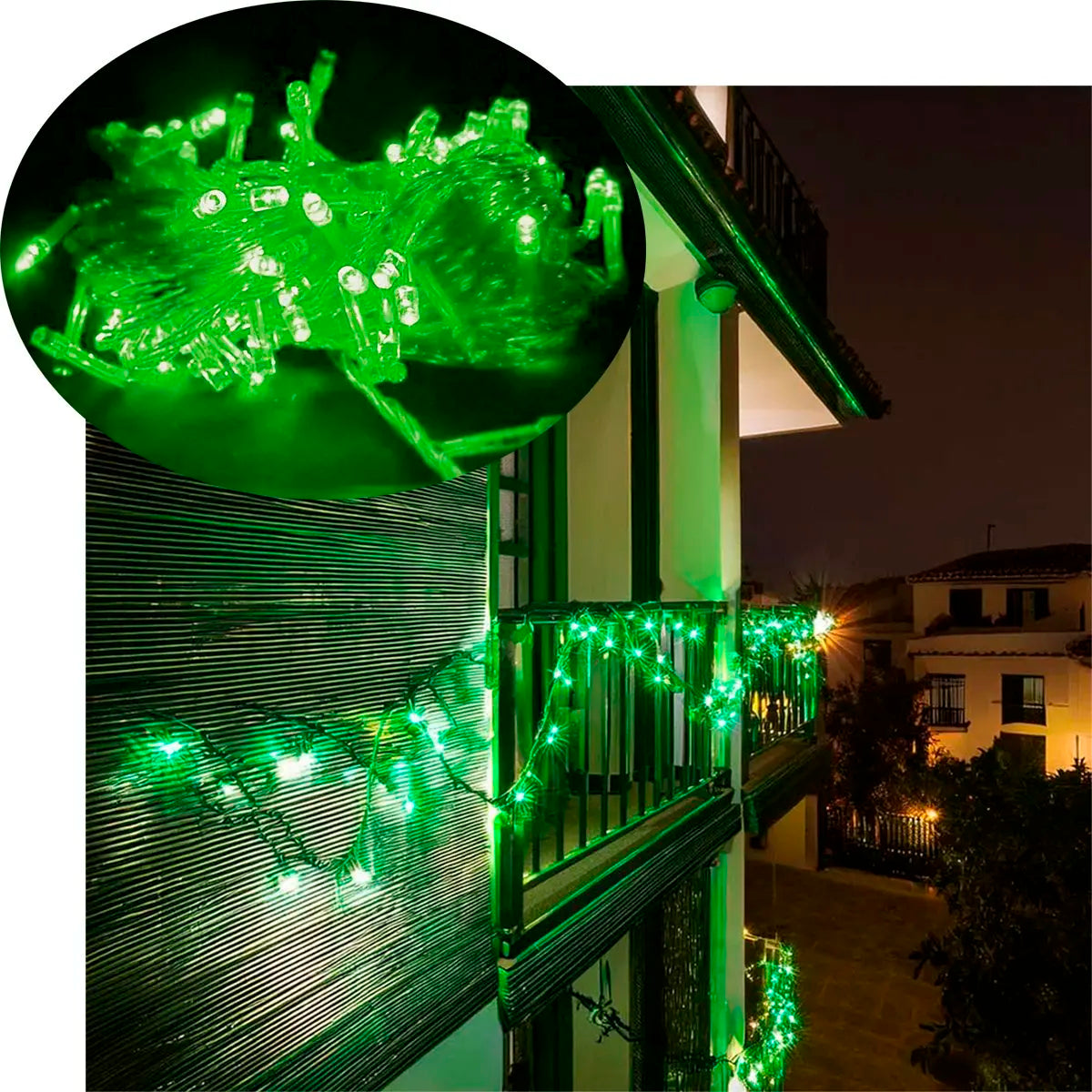 Pisca Cordão Varal Natal (Verde) e Pisca Cordão de Luz Fio Luzes Led Verde10 Metros 220v