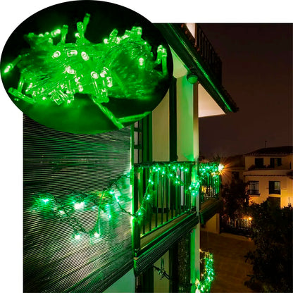 Pisca Cordão Varal Natal (Verde) e Pisca Cordão de Luz Fio Luzes Led Verde10 Metros 220v