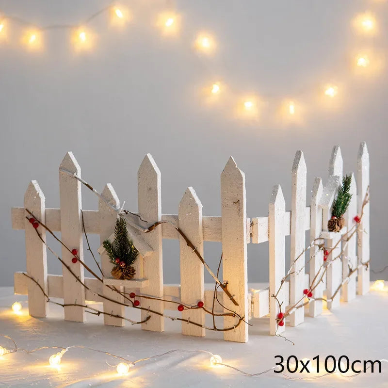 Cerca Decoração Natal Neve Pinho Decoração árvores Natal | Portão árvore natal madeira