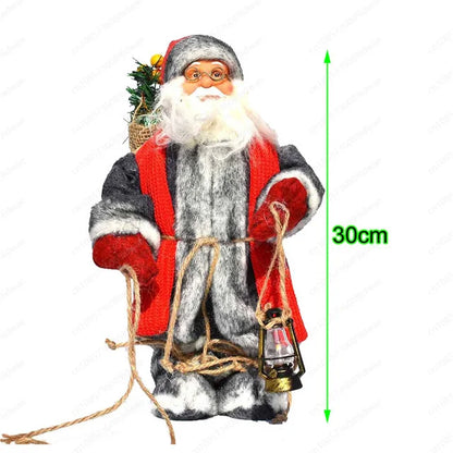 Boneco Papai Noel Figura de Papai Noel Bonita em Pé, Colecionável, Boneca de Papai Noel para Mesa de Escritório, Lantejoulas Prateadas