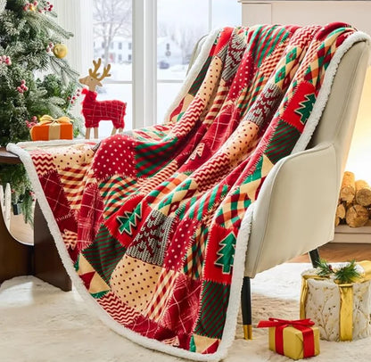 Cobertor de Natal para Presente de Mulher, Manta/Cobertor de Natal com Estampa de Renas e Árvores
