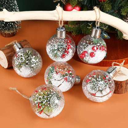 Lâmpada plástico transparente pendurar 1 esferas LED Luzes de Natal Esferas de Natal LED