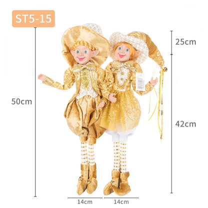 Conjunto de 2 elfos de Natal de 66 cm, adorável elfos vermelhos e verdes para pendurar