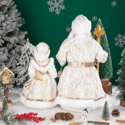 Papai Noel Grande Muñeco Cajado Azul Claro Figura do Papai Noel Ded Moroz Natalino